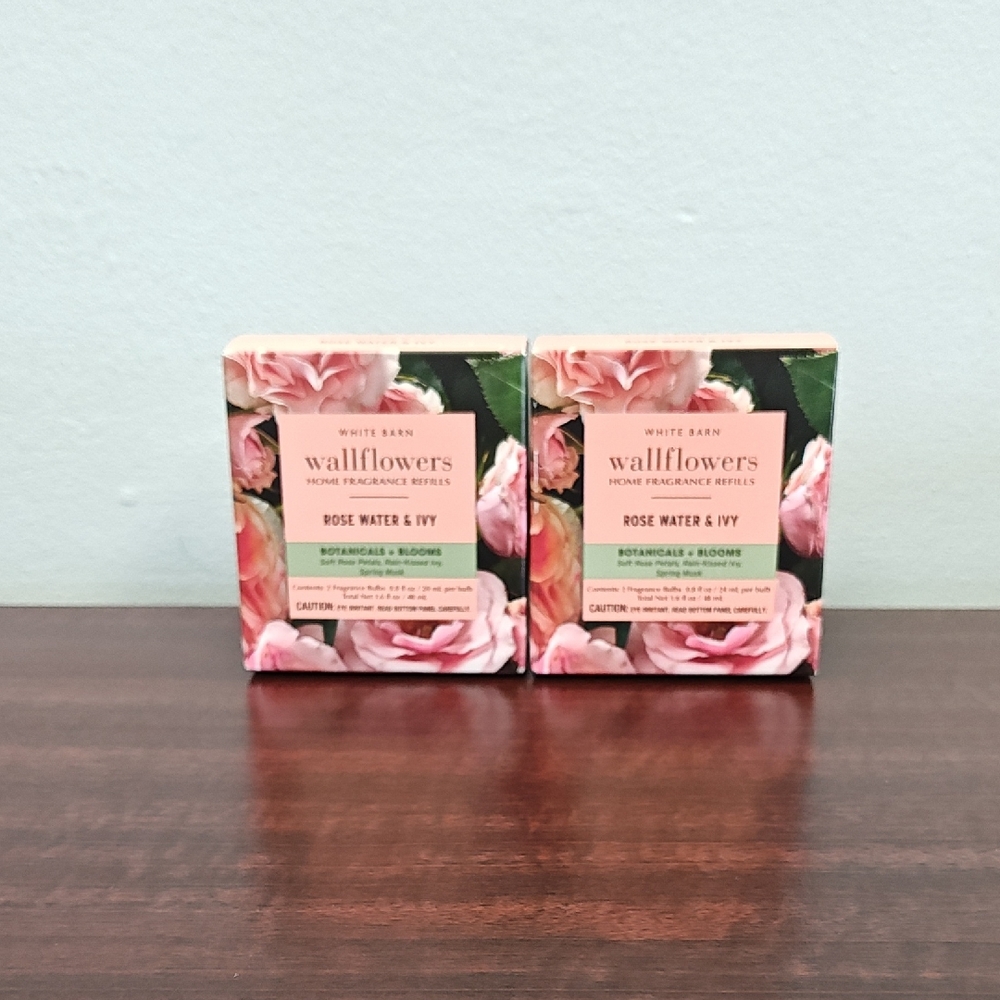 Bath & Body Works White Barn ROSE WATER & IVY Wallflowers - Set of 2 Two-Packs
